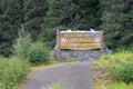 Welcome sign to Alaska`s Kenai Peninsula on the Turnagain Arm highway